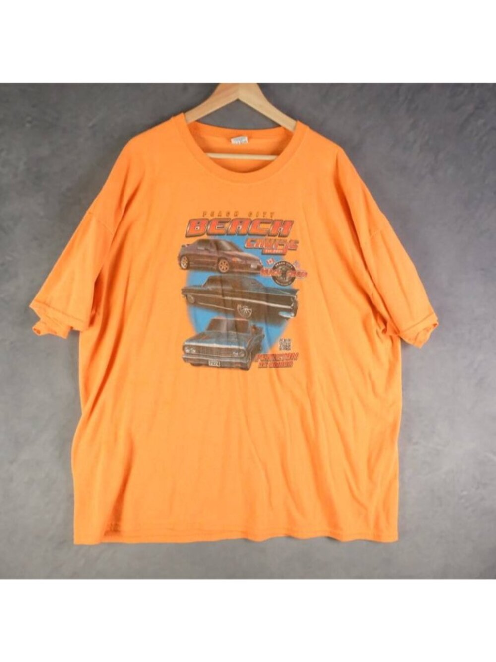 Car Show Shirt Mens 3XL Orange Beach Cruise Graphic Peach City Beach Cruise